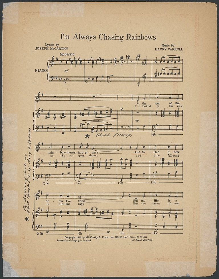 1918년 노래 I am Always Chasing Rainbows 악보 표지