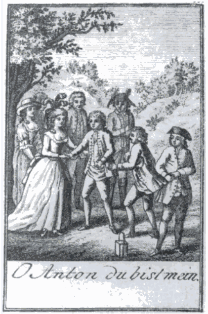 1791년 연극 연감에 실린 시카네더 극단 단원들의 판화